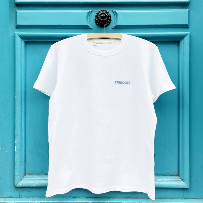 T-shirt Gavroche streetwear made in france en coton bio. Devant du Modèle Arche